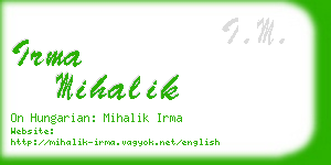 irma mihalik business card